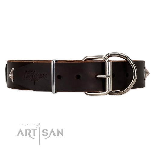 leather dog collar with metal buckle FDT Artisan